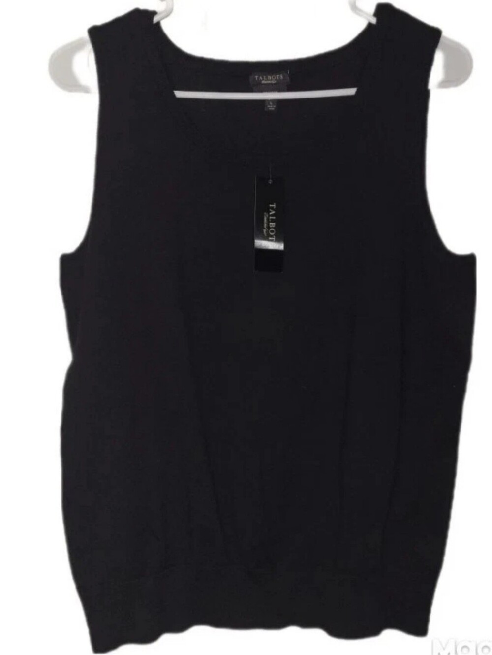 Talbots Classic  Black Pima Cotton Cap Sleeve Lightweight Shell Sweater  Lg NWT